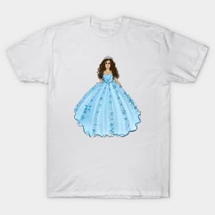 Blue Quinceanera Dress Fashion Illustration T-Shirt